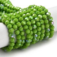Opaque Glass Beads Strands, Faceted, Round, Yellow Green, 4mm, Hole: 0.8mm, about 93~95pcs/strand, 14.37~14.49''(36.5~36.8cm)(EGLA-A035-P4mm-L15)