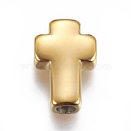 304 Stainless Steel Beads, Cross, Golden, 14x10x4mm, Hole: 2.5mm(STAS-F212-066G)