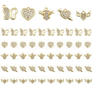 50Pcs 5 Styles Rack Plating Alloy Pendants, with Crystal Rhinestone, Heart & Bees & Butterfly & Wing & Arrow Charms for Valentine's Day, Light Gold, 10~15.5x14~16x2~3mm, Hole: 1.4~1.6mm, 10Pcs/style(FIND-CA0007-30)