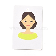 Paper Earring Display Cards, Earring Holder Cards, Rectangle with Girl Pattern, Light Green, 9x6x0.03cm, Hole: 5mm and 1mm(DIY-B061-05E)
