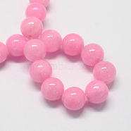 Natural Dyed Yellow Jade Gemstone Bead Strands, Round, Hot Pink, 10mm, Hole: 1mm, about 40pcs/strand, 15.7 inch(X-G-R271-10mm-Y02)
