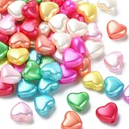 200Pcs ABS Plastic Imitation Pearl Beads, Heart, Mixed Color, 9mm(KY-CJ0001-62)