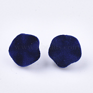 Flocky Iron Stud Earring Findings, with Steel Pins and Loop, Blue, 16x16mm, Hole: 3mm, Pin: 0.8mm(IFIN-S704-33A)