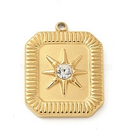 304 Stainless Steel Rhinestone Pendants, Golden, Rectangle, 19.5x15x3.5mm, Hole: 1.4mm(STAS-I322-27G-01)