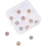 Rack Plating Brass Cubic Zirconia Beads, Long-Lasting Plated, Round, Mixed Color, 8x7mm, Hole: 2mm, 3colors/box, 4pcs/color(ZIRC-NB0001-02)