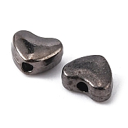 Alloy Beads, Cadmium Free & Nickel Free & Lead Free, Heart, Gunmetal, 6x5x3mm, Hole: 1mm(PALLOY-6122-B-NR)