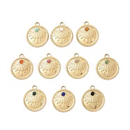 Natural & Synthetic Mixed Gemstone Pendants, with Ion Plating(IP) Real 18K Gold Plated 304 Stainless Steel Findings, Flat Round Charm, 21x18x3mm, Hole: 2.5mm(STAS-J400-10G)