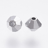 Czech Glass Beads, Faceted, Bicone, Silver, 4mm, Hole: 0.8mm; about 144pcs/gross(302_4mm569)