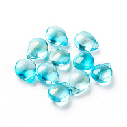 Transparent Glass Beads, with Glitter Powder, Dyed & Heated, Teardrop, Deep Sky Blue, 12x9x6mm, Hole: 1mm(EGLA-L026-A04)