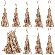 Gorgecraft 10Pcs Natural Jute Style Tassel, Burlap Tassel, Craft Tassels for DIY Wood Bead Garland Tassels Embellishing Cords Pendant Decorations, Tan, 176mm(AJEW-GF0005-11B)