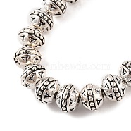 Tibetan Style Round Alloy Bead Strands, Lead Free & Nickel Free & Cadmium Free, Antique Silver, 8x7mm, Hole: 1.5mm, about 34pcs/strand, 8 inch(TIBEB-O007-19-NR)