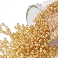 TOHO Round Seed Beads, Japanese Seed Beads, (948) Inside Color Amber/Cream Lined, 11/0, 2.2mm, Hole: 0.8mm, about 1110pcs/bottle, 10g/bottle(SEED-JPTR11-0948)