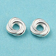 Eco-friendly Brass Beads, Cadmium Free & Lead Free, Knot, 925 Sterling Silver Plated, 8x2.5mm, Hole: 2.5mm(KK-M257-15S)