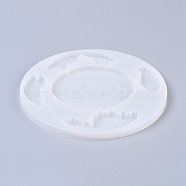 Cup Mat Silicone Molds, Resin Casting Molds, For UV Resin, Epoxy Resin Jewelry Making, Flat Round with Sea Wave, White, 206x195x10mm(DIY-G011-08)