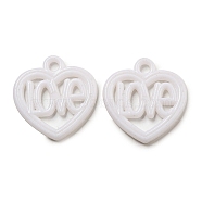 Valentine's Day Opaque Acrylic Pendants, Heart Charms, White, 26x25x3mm, Hole: 3mm, about 525pcs/500g.(SACR-L007-042C)
