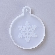 Pendant Silicone Molds, Resin Casting Molds, For UV Resin, Epoxy Resin Jewelry Making, Christmas Snowflake, White, 64x53x8mm, Hole: 2.5mm(DIY-G010-18)