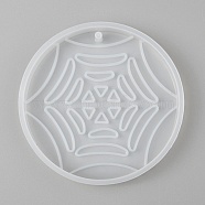 Halloween DIY Spider Web Pendant Silicone Molds, Resin Casting Molds, For UV Resin, Epoxy Resin Jewelry Making, White, 86x11mm, Hole: 3mm, Inner Diameter: 80mm(DIY-P006-36)