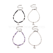 4Pcs 4 Style 304 Stainless Steel Butterfly Charm Bracelets Set, Dyed Natural Mixed Gemstone Beaded Stackable Bracelets for Women, 7x1/8 inch(17.7x0.3cm), 1Pc/style(BJEW-JB09319)
