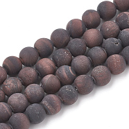 Natural Tiger Eye Beads Strands, Frosted, Grade AB+, Round, 8mm, Hole: 1mm, about 47pcs/strand, 15.5 inch(G-T106-097)