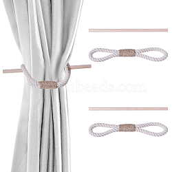 Cotton Linen Curtain Tiebacks, with Wood Bars, Antique White, 280x11.5mm(AJEW-WH0248-656)