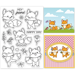 PVC Plastic Stamps, for DIY Scrapbooking, Photo Album Decorative, Cards Making, Stamp Sheets, Film Frame, Fox Pattern, 16x11x0.3cm(DIY-WH0167-57-0073)