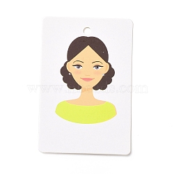 Paper Earring Display Cards, Earring Holder Cards, Rectangle with Girl Pattern, Light Green, 9x6x0.03cm, Hole: 5mm and 1mm(DIY-B061-05E)