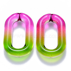 Two Tone Transparent Acrylic Linking Rings, Quick Link Connectors, for Cable Chains Making, Oval, Green, 39x23.5x7mm, Inner Diameter: 25x10mm(OACR-S036-006B-N01)