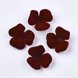 Flocky Acrylic Bead Caps, 3-Petal, Flower, Dark Red, 22x23x8mm, Hole: 1mm(OACR-T005-01-05)