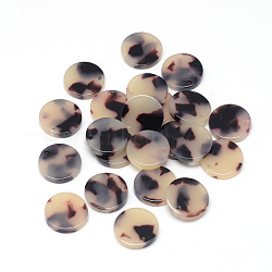Cellulose Acetate(Resin) Pendants, Flat Round, Antique White, 13.5~14x13.5~14x2.5mm, Hole: 1.5mm(X-KY-S139C-A304)