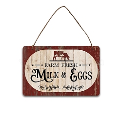 Natural Wood Farm Hanging Wall Decorations, with Jute Twine, Rectangle with Word, Word, 273x175x5mm(HJEW-WH0015-107)