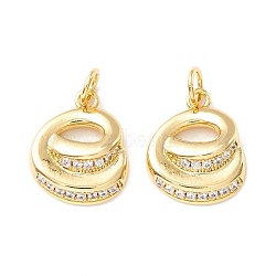 Rack Plating Eco-friendly Brass Micro Pave Clear Cubic Zirconia Charms, Long-Lasting Plated, Real 18K Gold Plated, Cadmium Free & Nickel Free & Lead Free, Letter.E, 15x12.5x14mm, Hole: 3.5mm(KK-D072-01G-E-NR)