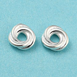 Eco-friendly Brass Beads, Cadmium Free & Lead Free, Knot, 925 Sterling Silver Plated, 8x2.5mm, Hole: 2.5mm(KK-M257-15S)