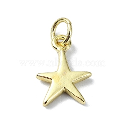 Brass Charms, Star, Real 18K Gold Plated, 13x9.5x2mm, Hole: 3mm(KK-H475-38G-03)