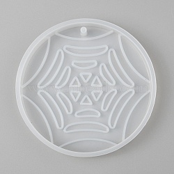 Halloween DIY Spider Web Pendant Silicone Molds, Resin Casting Molds, For UV Resin, Epoxy Resin Jewelry Making, White, 86x11mm, Hole: 3mm, Inner Diameter: 80mm(DIY-P006-36)