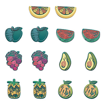 Fashewelry 28Pcs 7 Style Translucent Acrylic Pendants, 3D Printed, Imitation Fruit, Mixed Shapes, Mixed Color, 4pcs/style