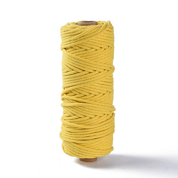 Cotton String Threads, Macrame Cord, Decorative String Threads, for DIY Crafts, Gift Wrapping and Jewelry Making, Yellow, 3mm, about 54.68 yards(50m)/roll