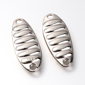 Zinc Alloy Fishing Lures, Fishing Attractor Spinner Blades, for Hard Lures Worm Spinner Baits Spoons Rigs Making, Oval, Platinum, 41~45x17x6mm, Hole: 3mm