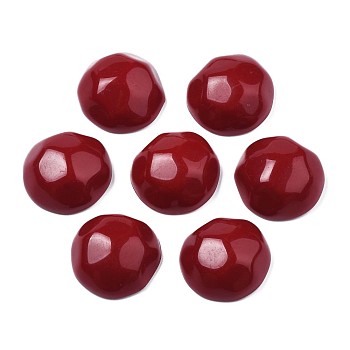 Opaque Acrylic Cabochons, Faceted, Half Round, Dark Red, 23x22x11mm, about 140pcs/500g