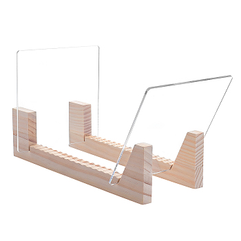 Wood Gramophone Record Storage Rack, with Acrylic Board, Bisque, 17.8x17.8x0.37cm
