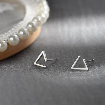 Alloy Earrings for Women, with 925 Sterling Silver Pin, Triangle, 10mm
