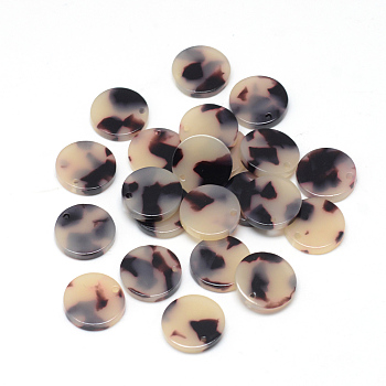 Cellulose Acetate(Resin) Pendants, Flat Round, Antique White, 13.5~14x13.5~14x2.5mm, Hole: 1.5mm