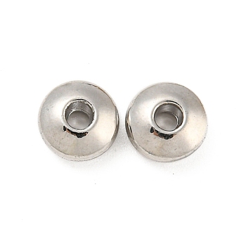 Alloy Beads, Long-Lasting Plated, Lead Free & Cadmium Free & Nickel Free, Flat Round, Platinum, 6x3mm, Hole: 1.5mm