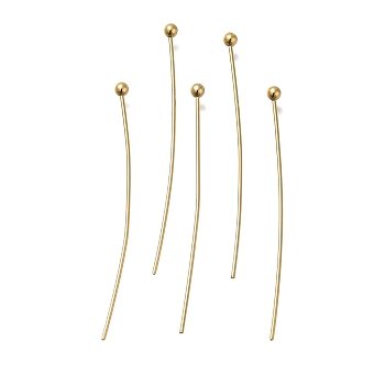 Brass Ball Head Pins, Lead Free & Cadmium Free, Real 24K Gold Plated, 35x0.6mm, Head: 2mm