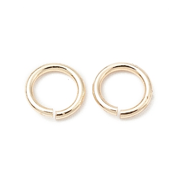 Brass Jump Rings, Open Jump Rings, Long-Lasting Plated, Cadmium Free & Lead Free, Round Ring, Real 14K Gold Plated, 5x0.7mm, 21 Gauge, Inner Diameter: 3.5mm