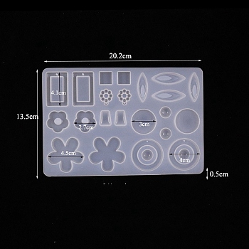 Pendants Food Grade Silicone Mold, Resin Casting Molds, for UV Resin, Epoxy Resin Craft Making, White, Flower, 202x136x5mm