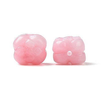 Opaque Epoxy Resin Beads, Clover, Pink, 10x9x8mm, Hole: 1.2mm