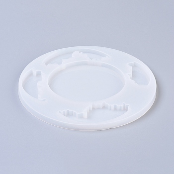 Cup Mat Silicone Molds, Resin Casting Molds, For UV Resin, Epoxy Resin Jewelry Making, Flat Round with Sea Wave, White, 206x195x10mm