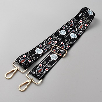 Polyester Adjustable Webbing Bag Straps, with Alloy Swivel Clasps, Snowflake Pattern, Sky Blue, 73~132x3.8cm