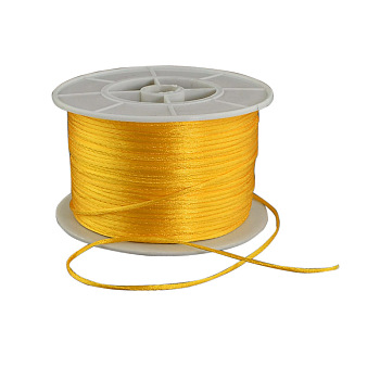 Round Nylon Thread, Rattail Satin Cord, for Chinese Knot Making, Gold, 1mm, 100yards/roll