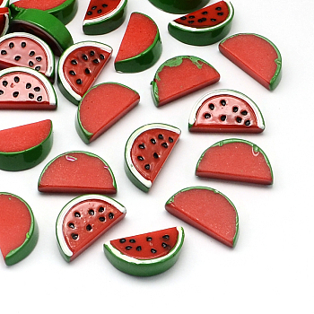 Watermelon Resin Decoden Cabochons, Imitation Food, Red, 12x22x6.5mm